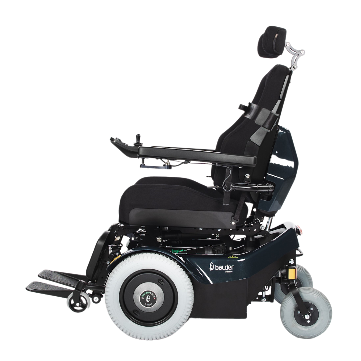 Balder Finesse F390 - A standing powerchair shown in a seated position. 