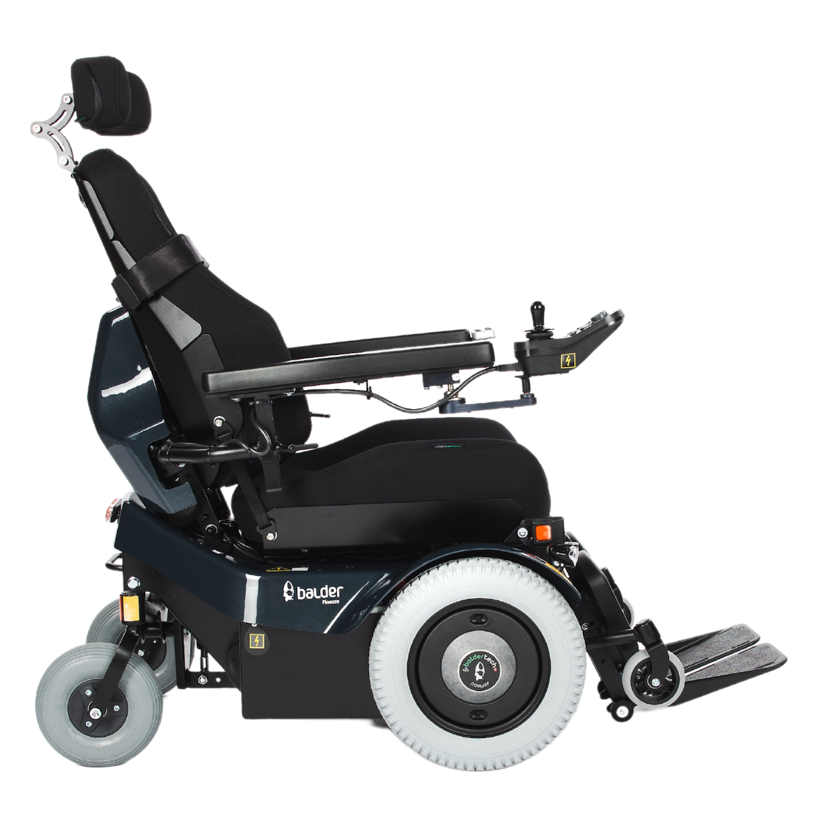 Balder Finesse F390 - A standing powerchair shown in a seated position. 