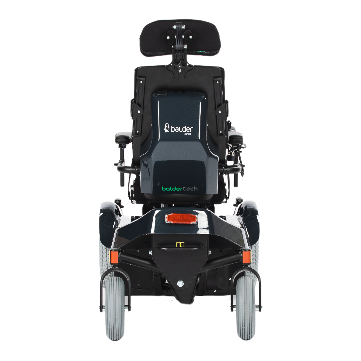 A Balder Junior J340 childrens standing powerchair. Shown in a seated position